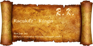Racskó Kinga névjegykártya