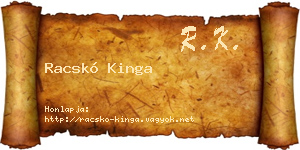 Racskó Kinga névjegykártya